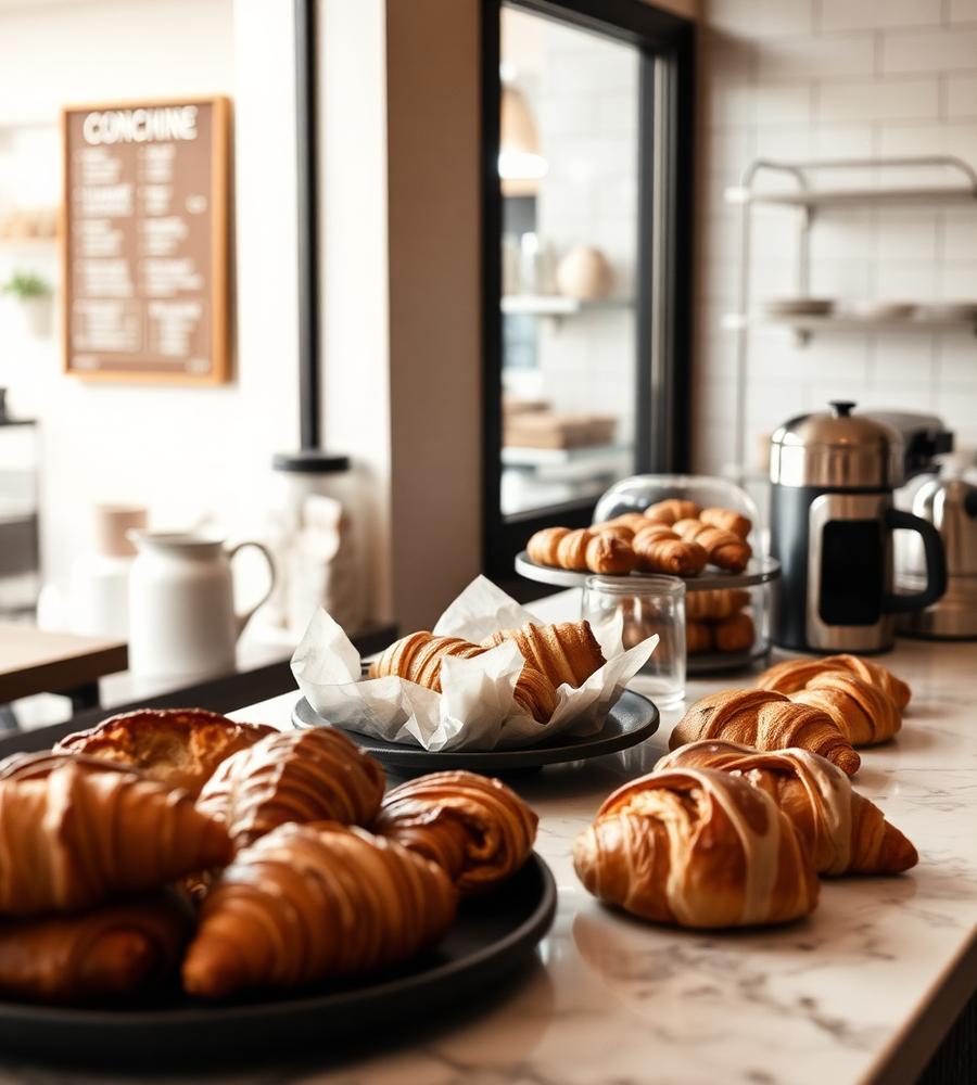Pastries on marble counter